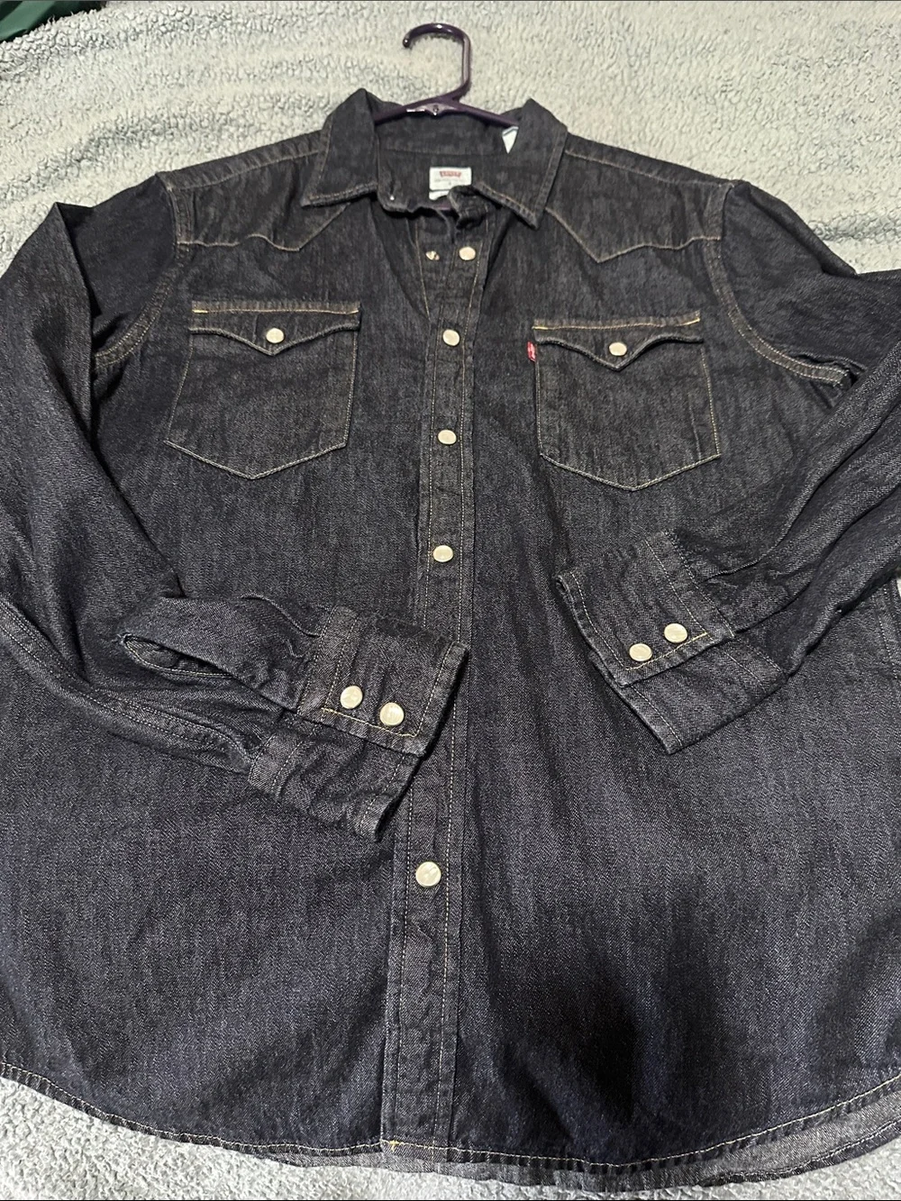 Levi's Men's Black Denim Western Shirt with Snap Pockets